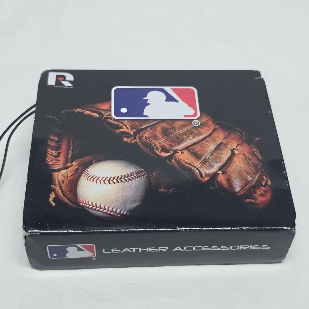 Rico Industries Black Real Leather Wallet MLB Chicago Cubs Logo Embroidered NWT